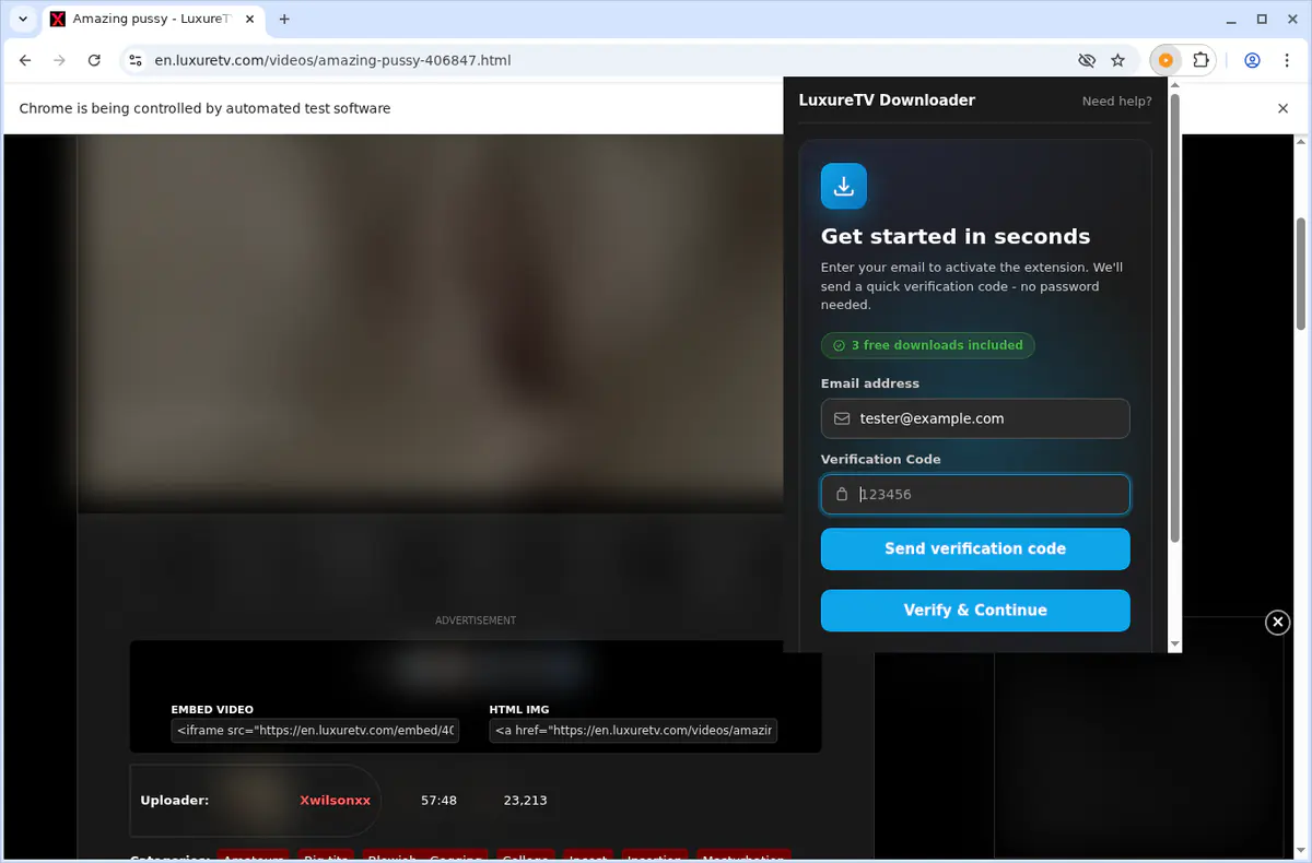 LuxureTV Video Downloader browser extension screenshot 5